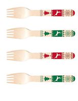 Perfect Stix-Sucre Shop Christmas Sweater Forks-48ct-Holiday Wooden Cutlery Forks 24 Red Print and 24 Green Print