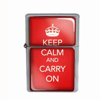 Wind Proof Dual Torch Refillable Lighter Keep Calm and Carry On Design-014