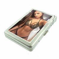 Brazilian Pin Up Girls Brazil D12 Cigarette Case Lighter Smoking King Size Cigarettes Silver Metal Wallet 4" X 2.75" RFID Protection