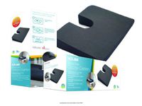 Compressed Premium Foam Cushions-Style: Coccyx Cushion Description: Sloping wedge w/ cutout reduces pressure on spine & coccyx Packaging: 15 1/4" x 5" x 5" Dimensions: 18" x 14 1/2" x 3" - UOM = Each 1