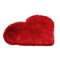 TbpersicwT Home bedroom carpet door mat, Fluffy Love Heart Shape Plush Rug Anti-Slip Carpet Door Mat Home Bedside Decor - Red 9070cm