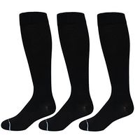 3 Pairs Men's Dr. Motion 8-15 mmHg Graduated Support Compression Knee High Socks Best Varicose Veins, Flight Travel, Circulation & Recovery (Pack-Black)