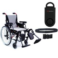 Karman S-Ergo 305 Ultra Lightweight Ergonomic Wheelchair | Upgraded to Elevating Legrests | Seat Size 16" X 17" | Frame Color Rose Red & Free 130 dB Black Safety Alarm! + Black Belt!