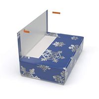 Cloaked Box - Easy Gift Wrapping Kit Includes Peel & Stick Wrapping Paper, Box, Tissues, Ribbon, and Card - Silver Snow, Medium (14 x 10 x 3 inches)