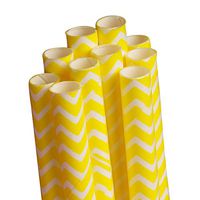 10 ct. Yellow Chevron Paper Straw | Quantity: 10 | Length - 7 3/4" | Diameter - 1/4"