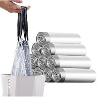BILIEASY 75 Bags 5 Rolls 45x50 Bin Liners 15 L Bin Bags with Drawstring Handle Strong Tall Trash Bags Unscented Indoor Garbage Bags for Office Kitchen Bedroom (150,15L)