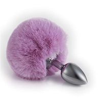 Rabbit Bunny Tail an~AL Plug Starter Trainer Medical Grade Stainless Steel Hypoallergenic ÀNûS B~UTT Women Men Fetish S~ê~x Toys (Purple)-S
