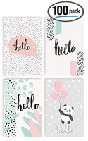 Hello Greeting Cards, All Occasion Cards, 100-Pack, 4 x 6 inch, 4 Fun Variety Cover Designs, Blank Inside, by Better Office Products, Thinking of You Cards, Hello Note Cards, with Envelopes, 100 Pack
