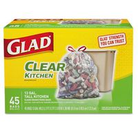 Recycling Tall Kitchen Trash Bags, Clear, Drawstring, 13 Gal, 45/box
