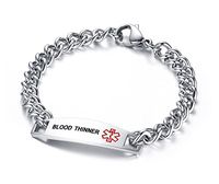 VNOX Blood THINNER Bracelet Stainless Steel Medical Alert ID Bracelet for Unisex 8.5"