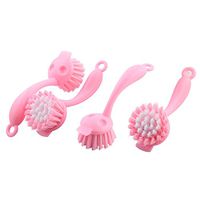 uxcell Plastic Kitchenware Cookware Pot Pan Stockpot Grill Cleaning Scrub Brush 4pcs Pink