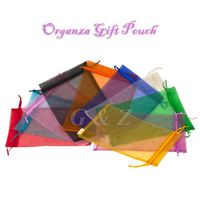 8 x 12 inch Large Sheer Drawstring Organza Gift Pouch (Pack of 50 Green)