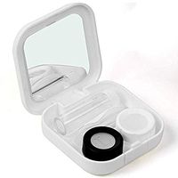 Adecco LLC Portable Contact Lens Case Travel Kit Mirror +bottle + tweezers Container Holder (white)