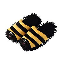 Frjjthchy Dust Cleaning Mop Slippers Microfiber Mopping Shoes for Men Women (Women 4.5-5.5, Honeybee)