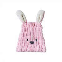 Fan-Ling Cute Rabbit Long Ear Quickly Dry Hair Hat,Coral Velvet Hair Turban,Wrapped Towel Bathing Cap Magic Dryer Protect Hair,Hair Turban Quickly Dry Hair Hat Wrapped Towel Bathing Cap (Pink)