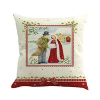 Kaiye Decorative Pillow Cover Xmas Print Square Line Zip Pillowcases Sofa Bed Car Cushion Cover, 18" x 18"