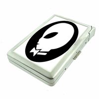 Gentleman Alien Em1 Hip Silver Cigarette Case With Built In Lighter 4.75" X 2.75" Id Holder Metal Wallet RFID Protection