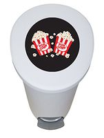 The Furniture Cove New 2.6 Gallon White Plastic Step Trash Can Waste Basket Featuring the Choice of Your Favorite Novelty Themed Logo - FREE Trash Liner Included (Black Popcorn)