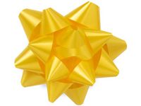 Pack Of 48, Medium Solid Daffodil Star Poly Gift Bows 3-1/2" x 13 Loops Made In Usa