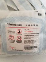 T-Drain Sponges 2" x 2", 6-ply, (Sterile Packs of 2) Latex-Free