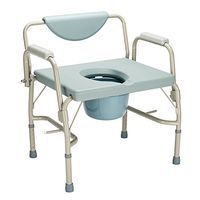 OMECAL 550 lbs Heavy Duty Drop Arm Medical Bedside Commode Chair, Homecare Toilet Seat with Safety Steel Frame, 6 Quart Capacity Pail, Adjustable Height Support Tool-Free Easy Assembly