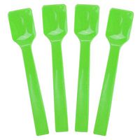 [25 Count] Green Plastic Gelato Tasting Spoons – 4 Inch Mini Disposable Shovel Spoons for Sampling Yummy Desserts, Foods & Ice Cream - Frozen Dessert Supplies