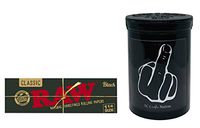 Herb Airtight Container Fresh Kettle with Raw Black Natural Rolling Papers 1 Count DC Crafts Nation- Middle Finger
