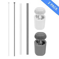 Collapsible Reusable Straws 2 Pack, Branger Portable Foldable Food-Grade Silicone Drinking Straws with Cleaning Brush- for Travel, Household, Outdoor, Party (Grey & White)