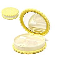 Honbay Cookie Shaped Contact Lens Case Travel Contact Lens Box with Mirror (Yellow)
