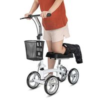 OasisSpace Small Size Lightweight Knee Scooter Walker,Compact and Portable Knee Walker Crutches Alternative for Foot Injuries Support up to 250LBS (White)