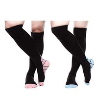 Compression Socks For Men & Women 20-30 mmHg (2/4 Pairs), Best Athletic & Medical Running Flight Travel Pregnant (L-XL, Blue/Pink)