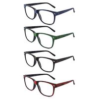 CRGATV Wire Drawing Process Fashion Reading Glasses 4 Pairs Quality Readers Spring Hinge Glasses for Reading (Green Blue Red Brown, 2.5)