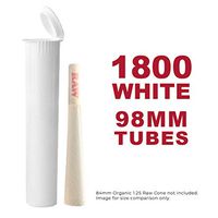 W Gallery 1800 White 98MM Doob Tubes - Ships Open, Child Resistant Squeeze Pop Top, BPA-Free Plastic Waterproof Airtight Smell Proof Herb Cigarette Joint Blunt Holder Vial, Compare 90mm 95mm, Bulk