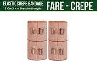 FARE - Reusable Cotton Crepe Bandage 10cm X 4m Roll Sports Wrist Wrap Straps, Elastic Compression with Bandage Clips (10m X 4m Set 2)
