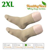 HealthyNees Closed Toe Ankle Plus Size Foot 20-30 mmHg Compression Grade Feet Swelling Energy Circulations Extra Wide Sleeve (Beige, Mid Ankle 2XL)