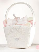 Beaded Sequin Lace Flower Basket in Ivory FB350I