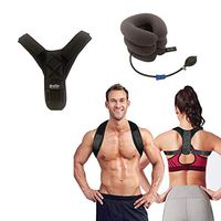 Posture Corrector for Men & Women + 1 Neck Traction Device (bonus)- Providing Pain Relief from Neck, Back & Shoulder Support- Spine Back Straightener, Neck Stretcher & Corrector de Postura para Mujer.
