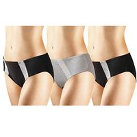 New 3 Pack Natural Bamboo Skin-Friendly Absorbent Menstrual Period Panty Incontinence - Lace (Medium) Black