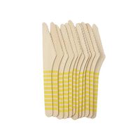Youmewell Disposable Wooden Cutlery Yellow Striped Wooden Knives 108 Count