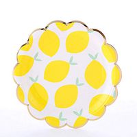 50 Count Lemon Disposable Paper Plates£¬Dinnerware Plates Lemon Party Dinner Dessert Paper Plates for Wedding Baby Shower Kids Birthday Christmas Brunch and Garden Party Supplies, 7 inches