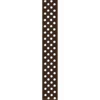 Offray, Brown & White Grosgrain Confetti Dot Craft Ribbon, 5/8-Inch x 9-Feet