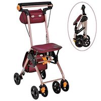 LMEIL Lightweight Portable Trolley 6 Wheel Shopping Cart, Foldable Elderly Walker can Sit, Polyester Oxford Cloth+Brakes, Maximum Load 80kg