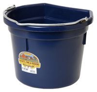 Little Giant Plastic Animal Feed Bucket (Navy) Flat Back Plastic Feed Bucket with Metal Handle (22 Quarts / 5.5 Gallons) (Item No. P22FBNAVY)