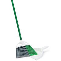 Libman Commercial 206 Precision Angle Broom with Dust Pan, Steel Handle, 11" Wide, Green and White (Pack of 4)