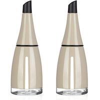 CHEFVANTAGE Olive Oil and Vinegar Cruet Dispenser Set with Elegant Glass Bottle and Drip Free Design - Tan