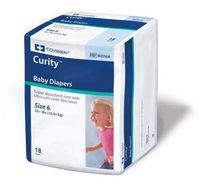 CURITY™ Baby Diapers-Size 6: XX-Large Weight 35 + lb - Pack of 18