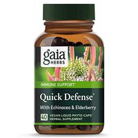Gaia Herbs, Quick Defense, Fast-Acting Immune Support, Echinacea, Ginger Root, Sambucus Black Elderberry, Vegan Liquid Phyto Capsules, 40 Count