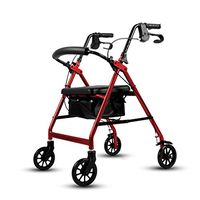 GYZ GY Elderly Walker, Aluminum Alloy Auxiliary Walking Cart with Soft Seat Foldable Light and Easy to Carry with Wheels Blue, Red Medical Supplies (Color : Red)