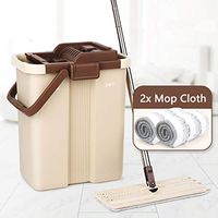 GHH Flat Mop Bucket Set with 2 Mop Head Pads, Wash and Dry All Floor Cleaning System for Home