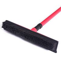 PinnacleT1 Long Push Broom Handle Rubber Bristles Sweeper Squeegee Edge with Soft Rubber Bristles and Squeegee Edge for Removing Pet Cat Dog Hair on the Carpet(29-49Telescopic Handle)